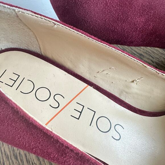 SOLE SOCIETY Red Burgundy Suede Bow Pumps Woman’s‎ 9 B - Picture 3 of 12